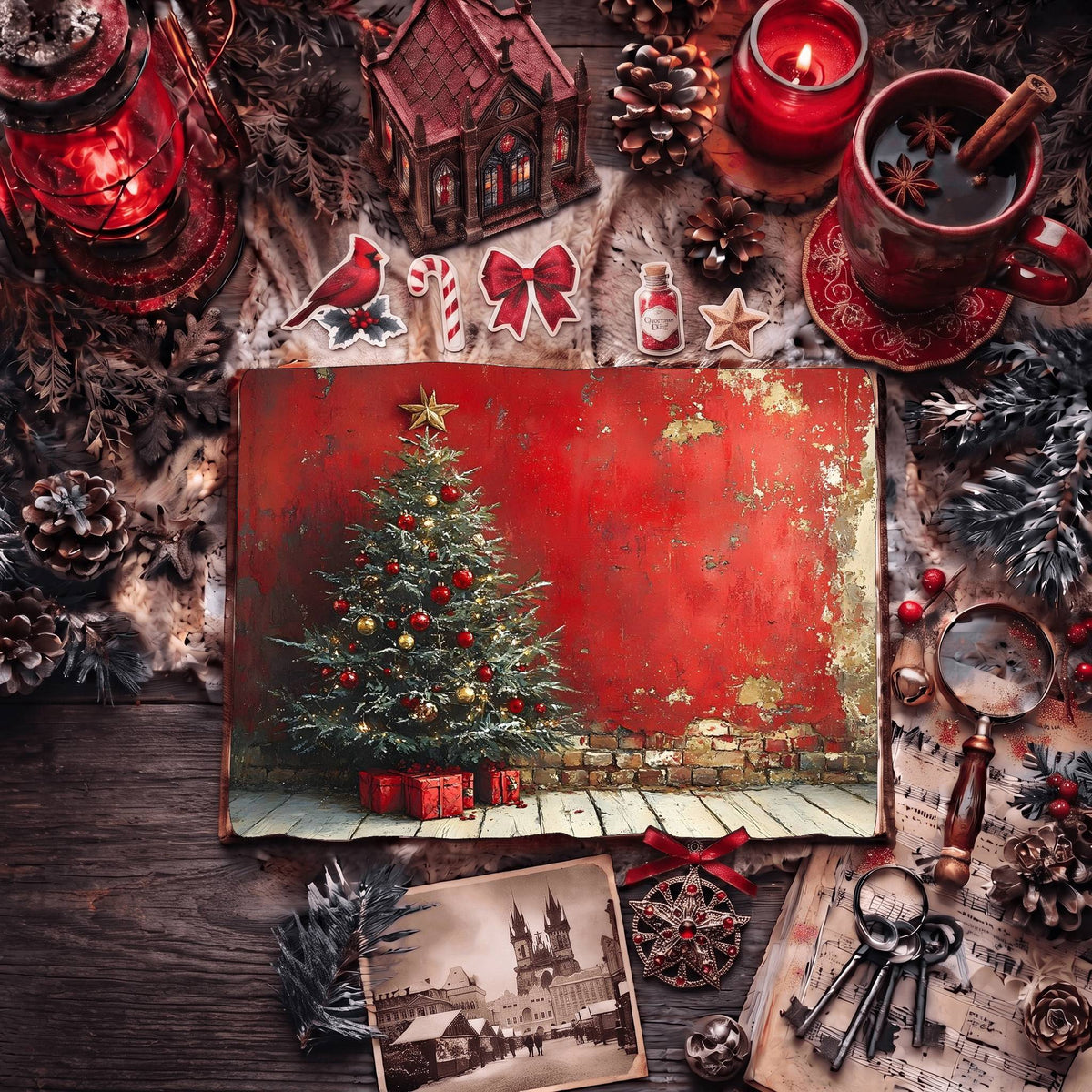Red Christmas Digital Papers