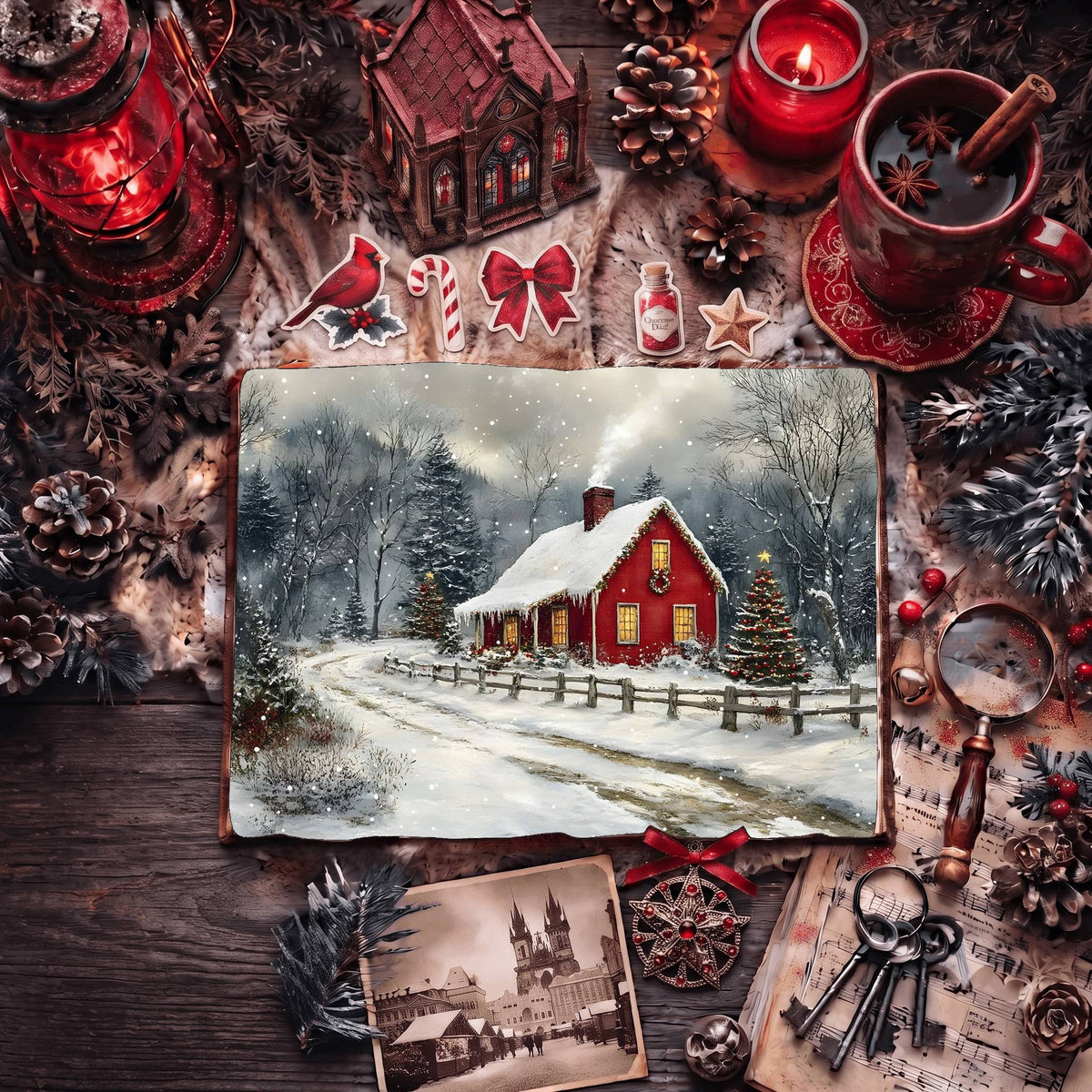 Red Christmas Digital Papers