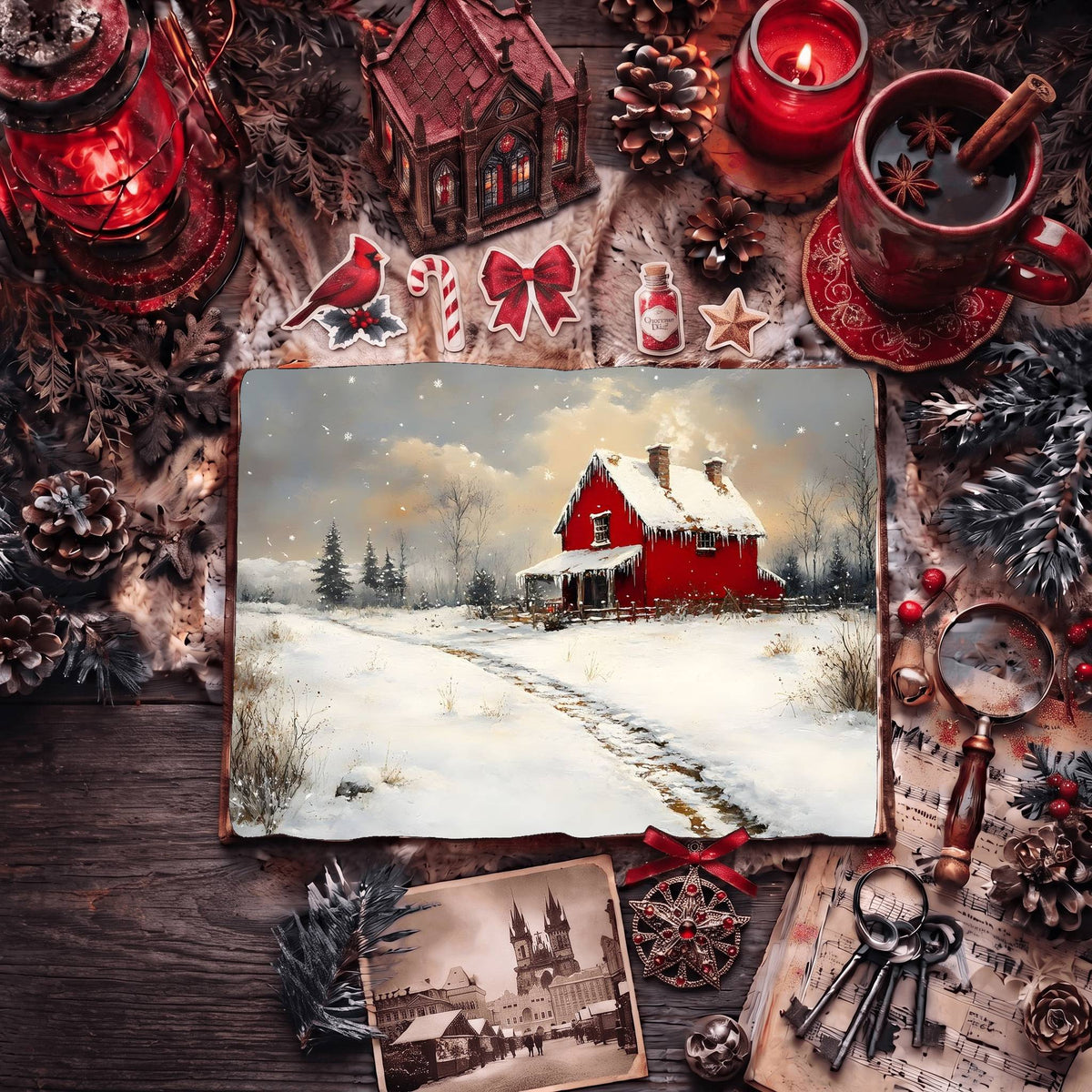 Red Christmas Digital Papers