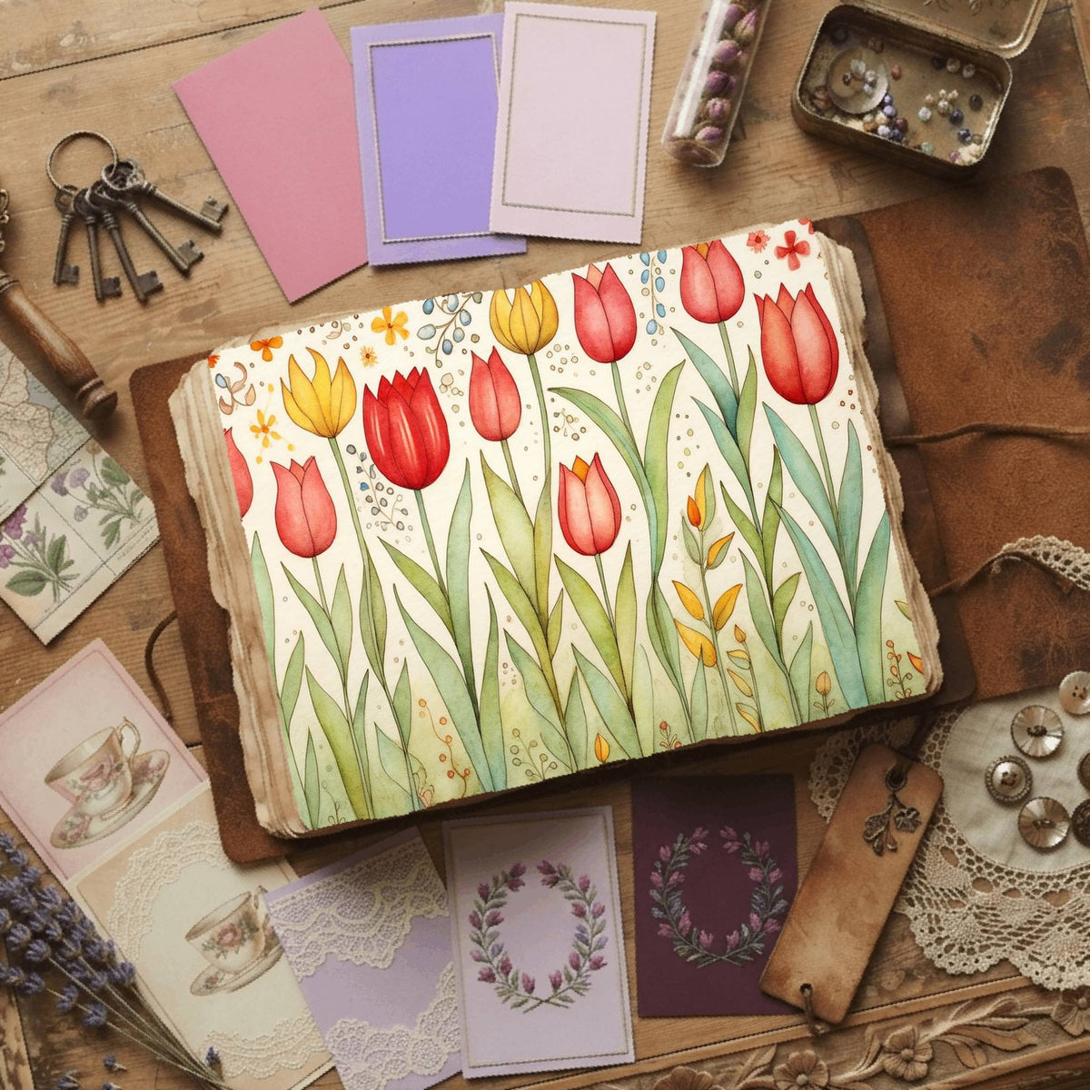 Red Tulips Digital Papers