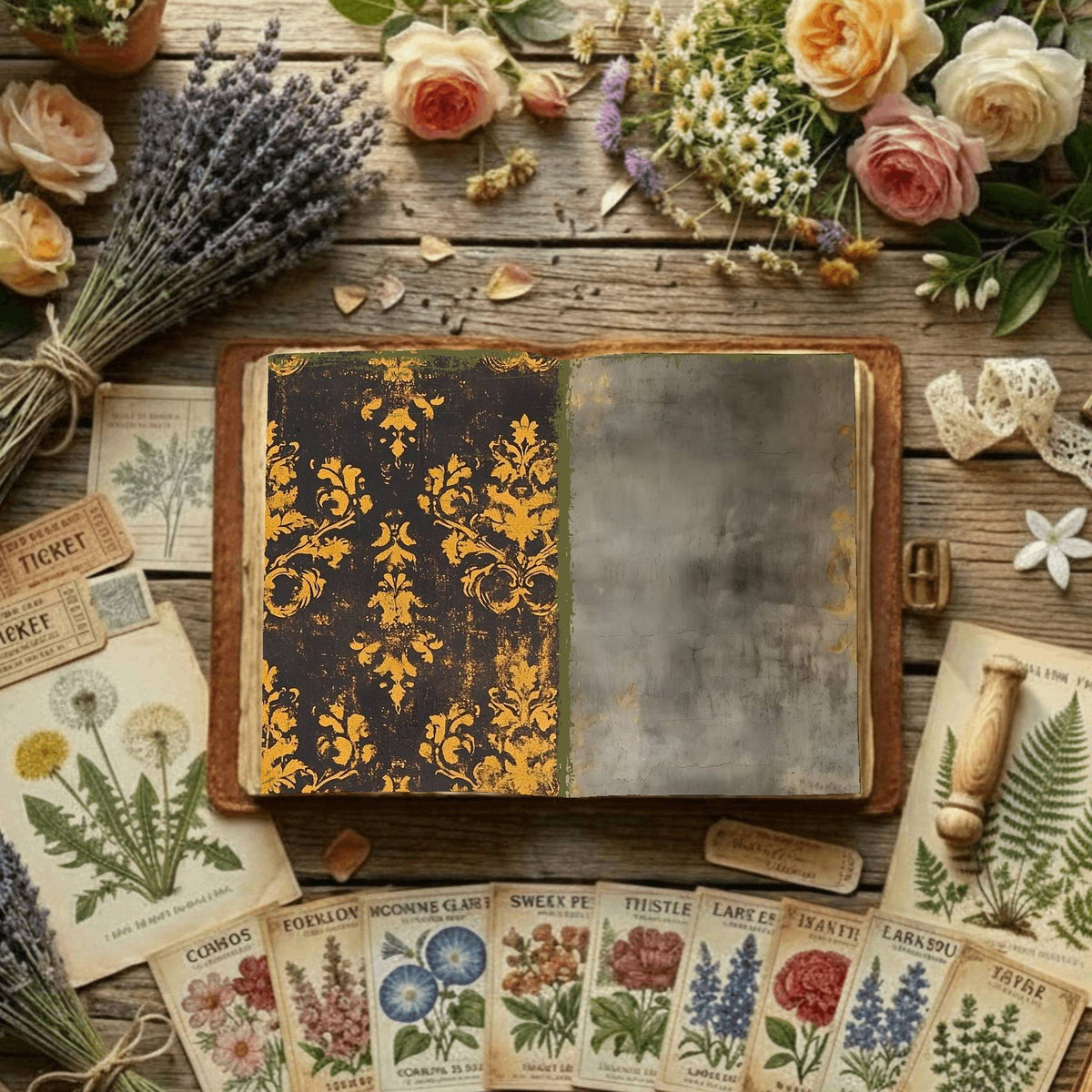 Regal Damask printable junk journal paper, page preview 9