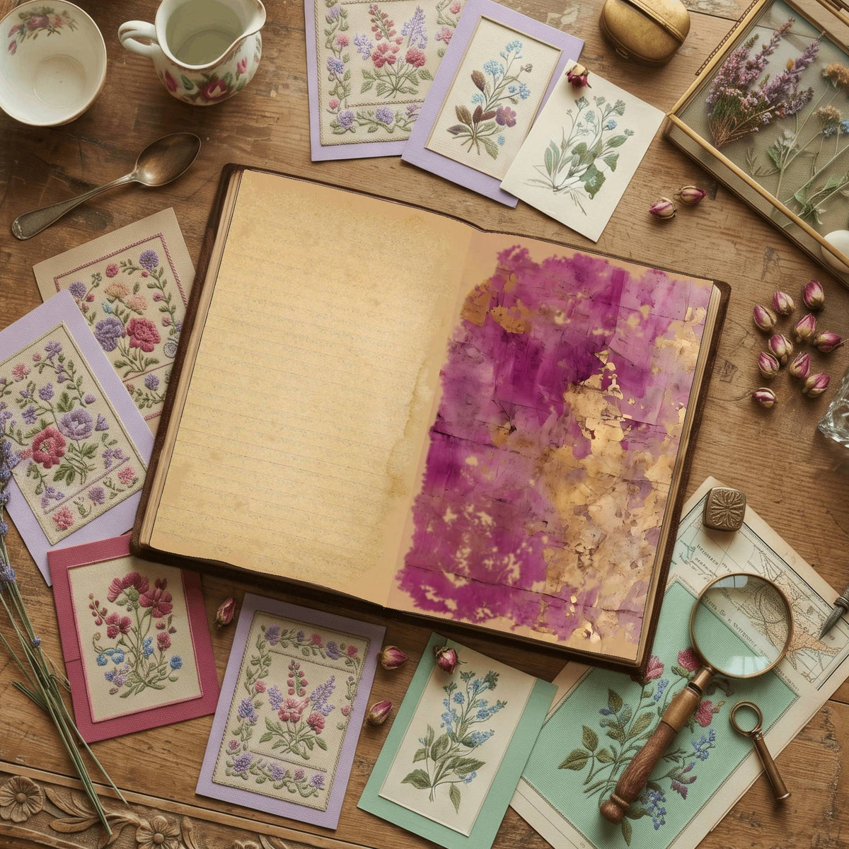 Regal Damask printable junk journal paper, page preview 9
