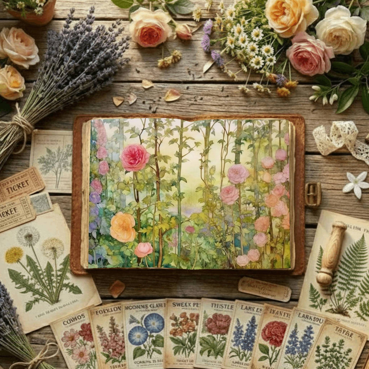Rose Garden printable junk journal paper, page preview 9