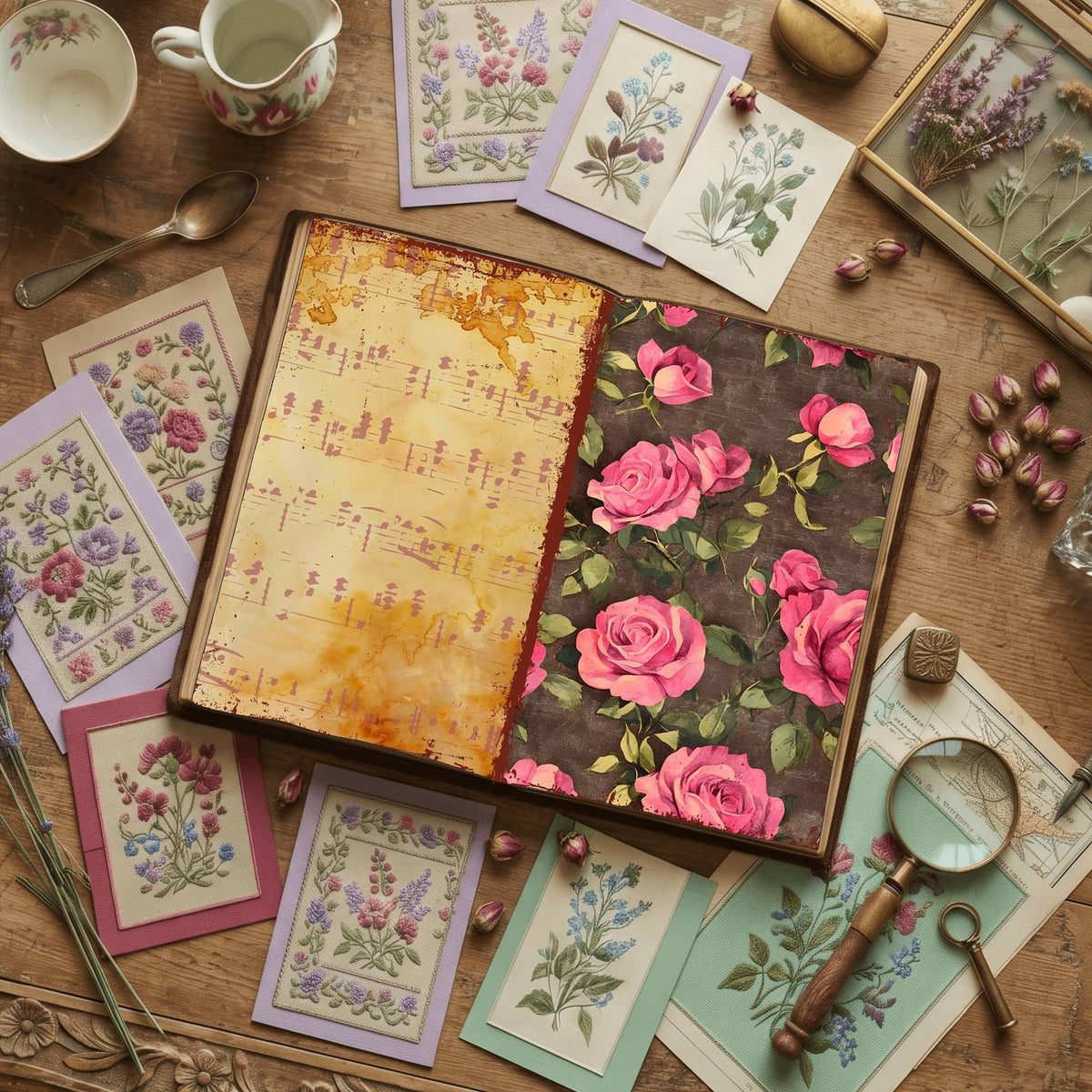 Rose printable junk journal paper, page preview 9