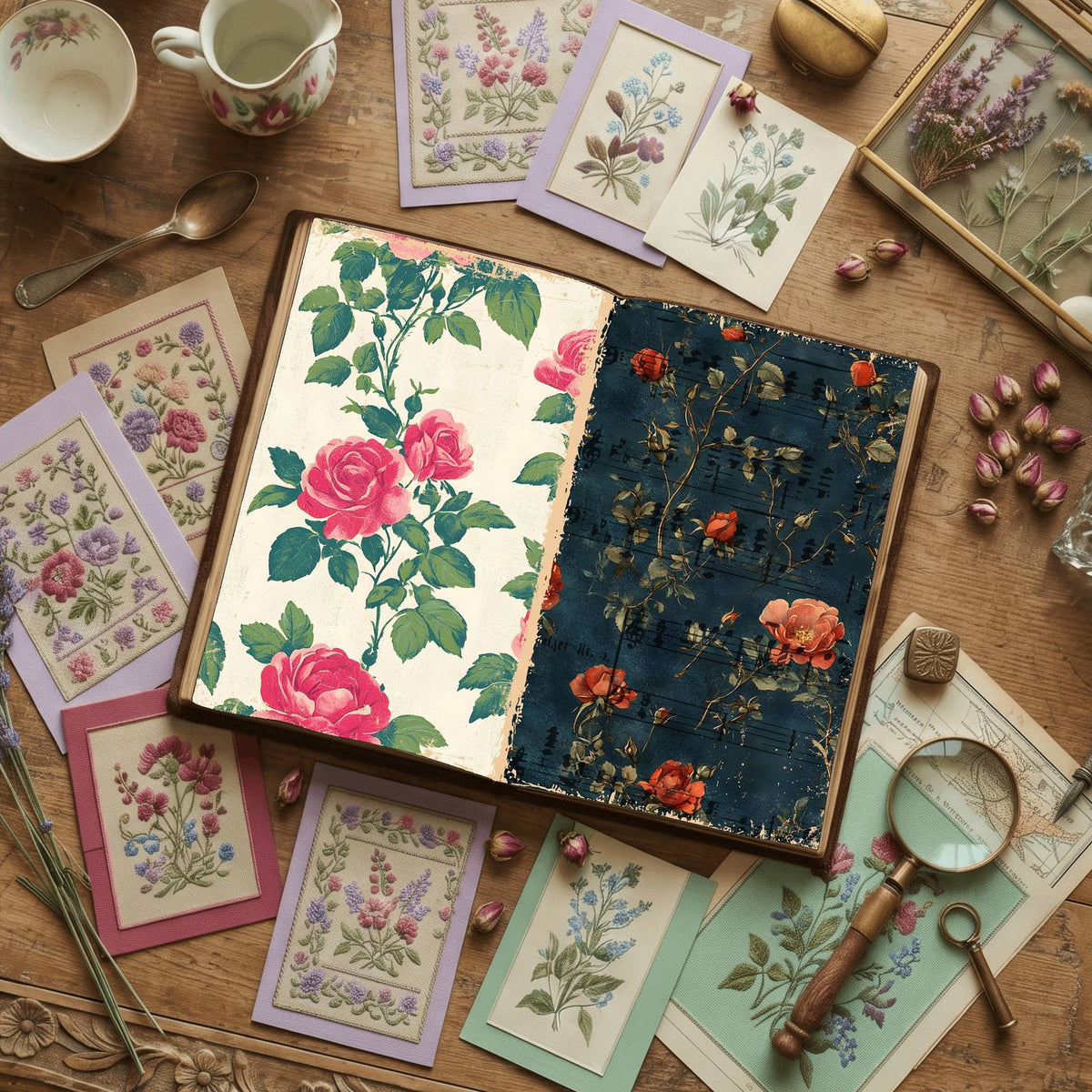 Rose printable junk journal paper, page preview 9