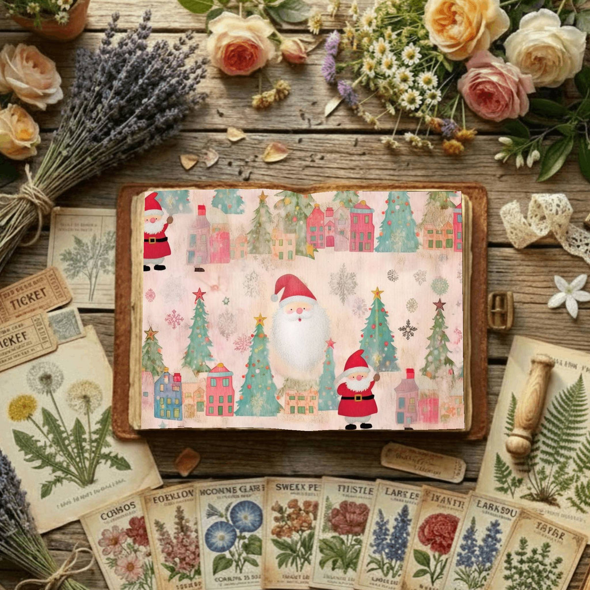 Santa Claus Watercolor Digital Papers
