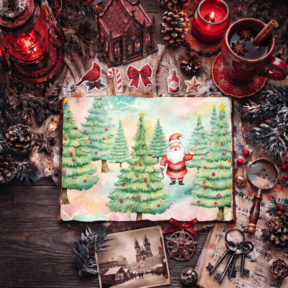 Santa Pastel Christmas printable junk journal paper, page preview 9