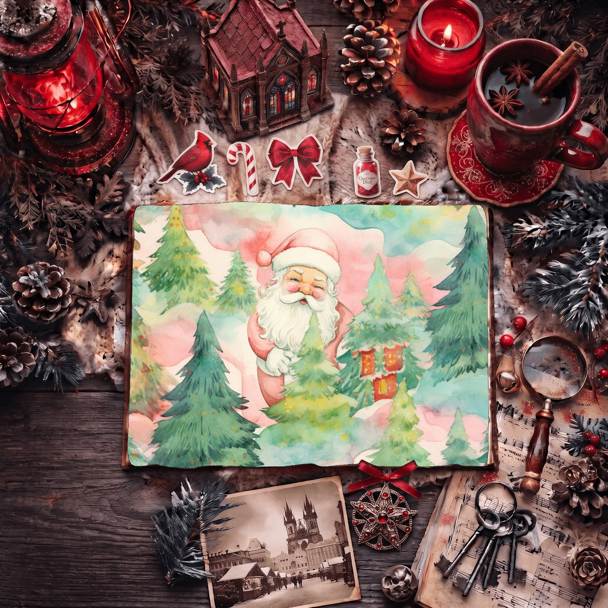 Santa Pastel Christmas printable junk journal paper, page preview 9