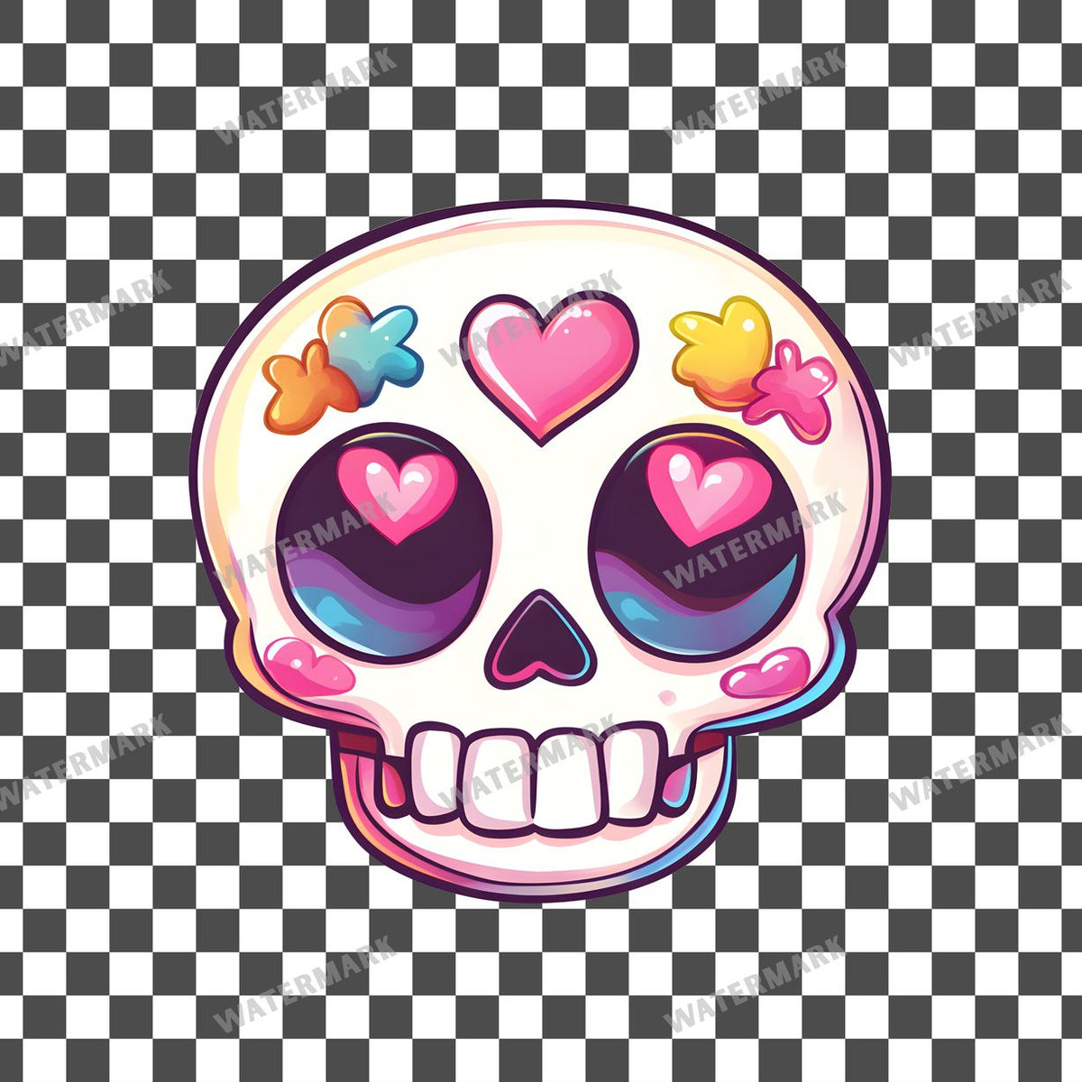 Skull Kawaii Style Clipart Pngs