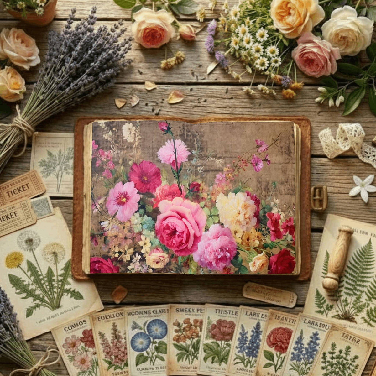 Summer Roses printable junk journal paper, page preview 9