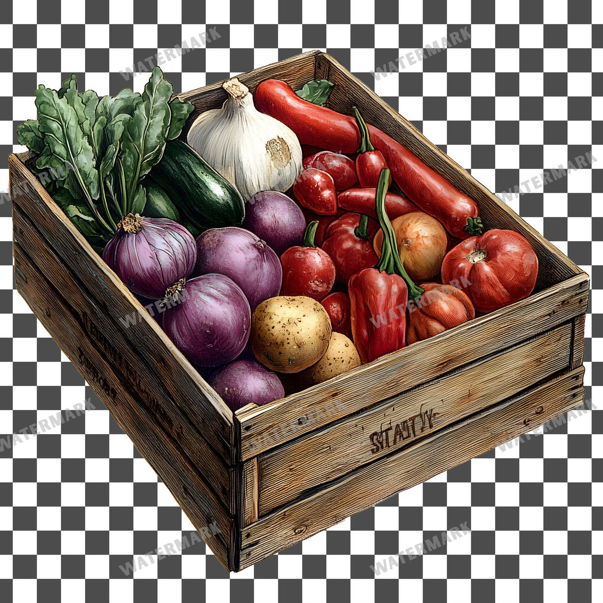Vegetables Vintage Style Clipart Pngs