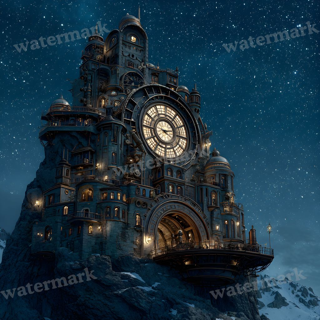 Wizardsteampunk Mountain Tower Backdrop Images