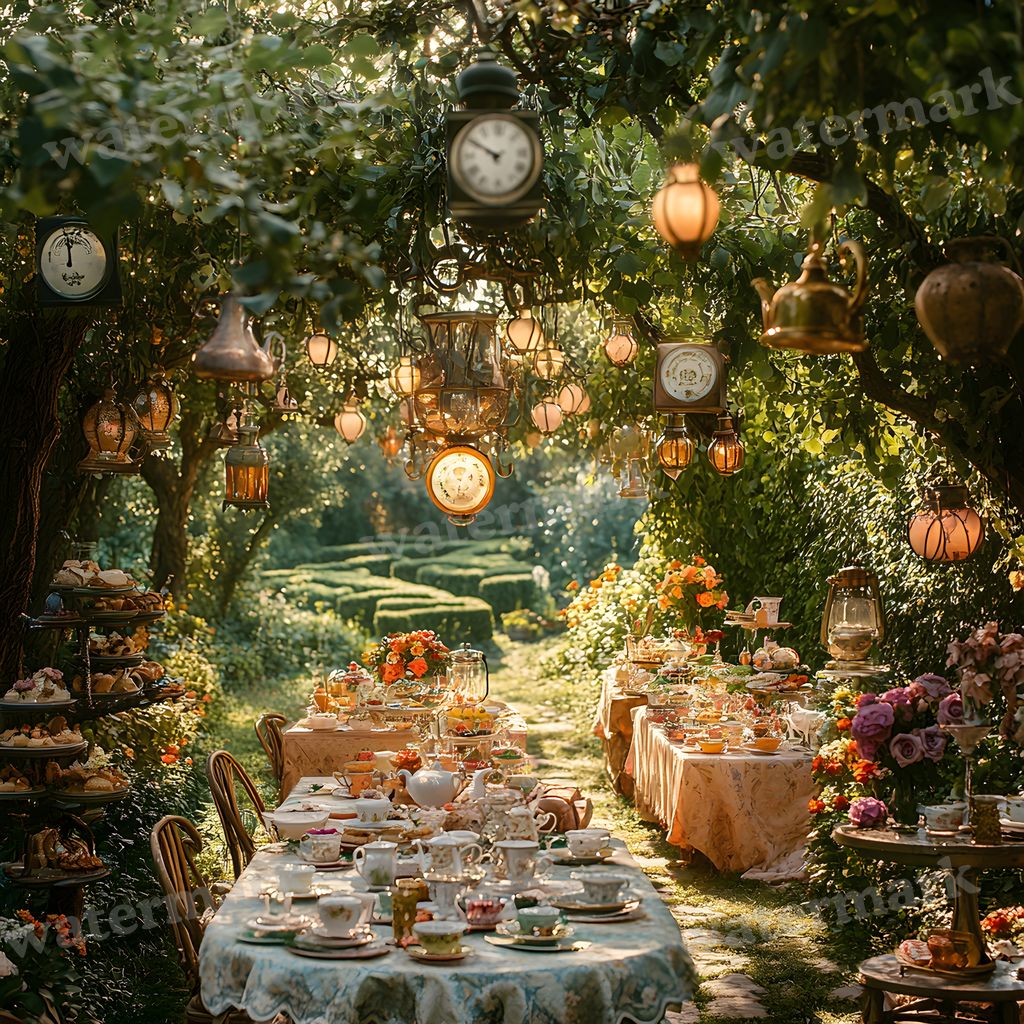 Wonderland Tea Party Backdrop Images