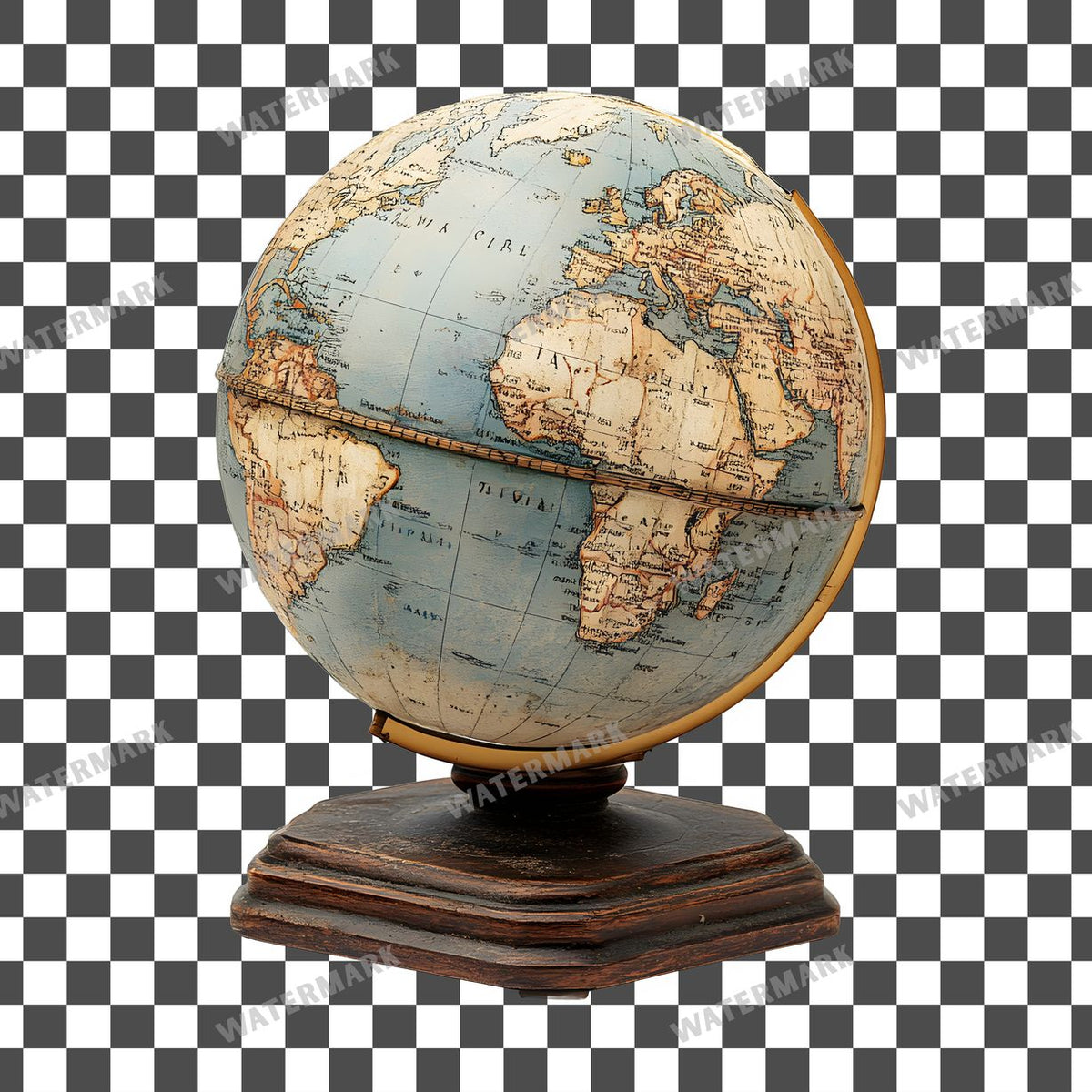World Globe Vintage Style Clipart Pngs