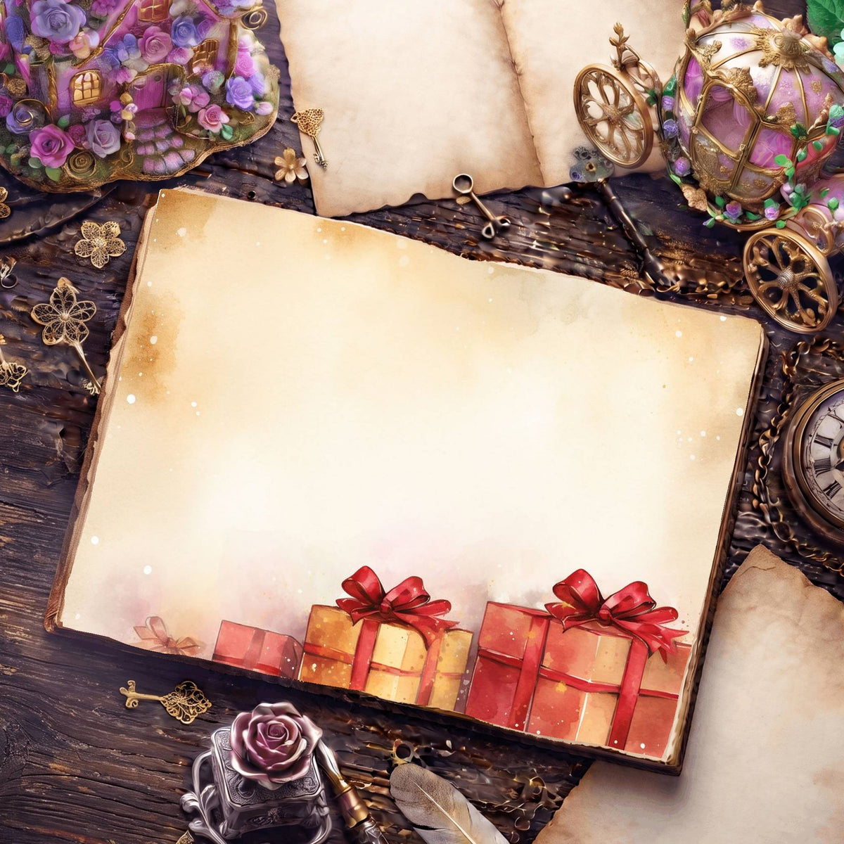 Wrapped Christmas Gifts Digital Papers