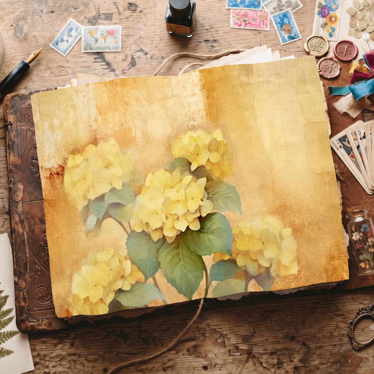 Yellow Hydrangea Digital Papers