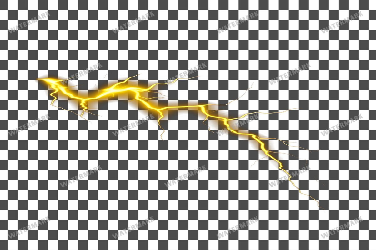 Yellow Lightning Strike Transparent Overlay Pngs