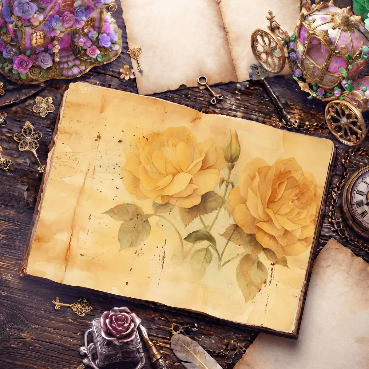 Yellow Roses Digital Papers