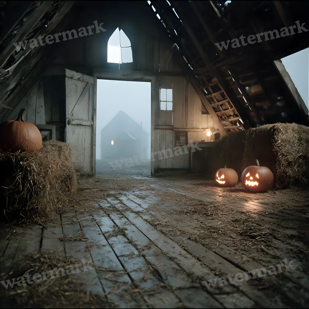 Abandoned Barn Loft At Midnight Backdrop Images