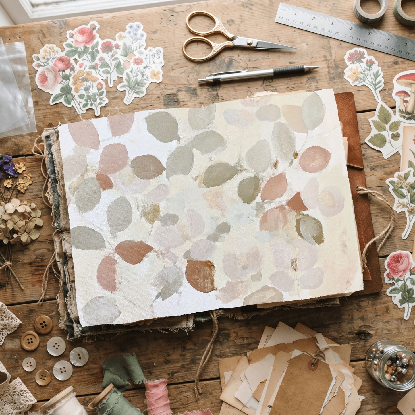 Abstract Botanical Leaves Painting