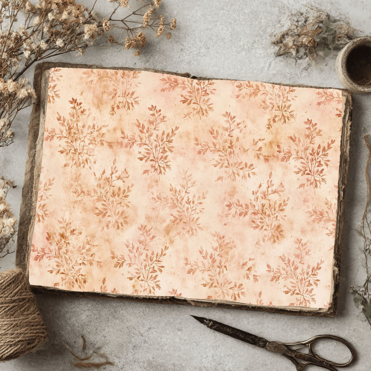 Aged Sepia Floral Vine Wallpaper