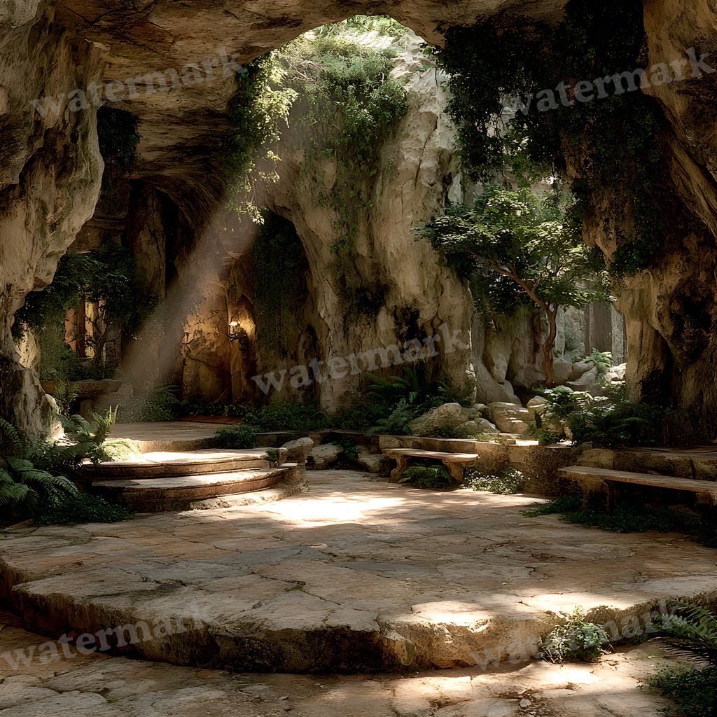 Ancient Stone Platform Cave Backdrop Images