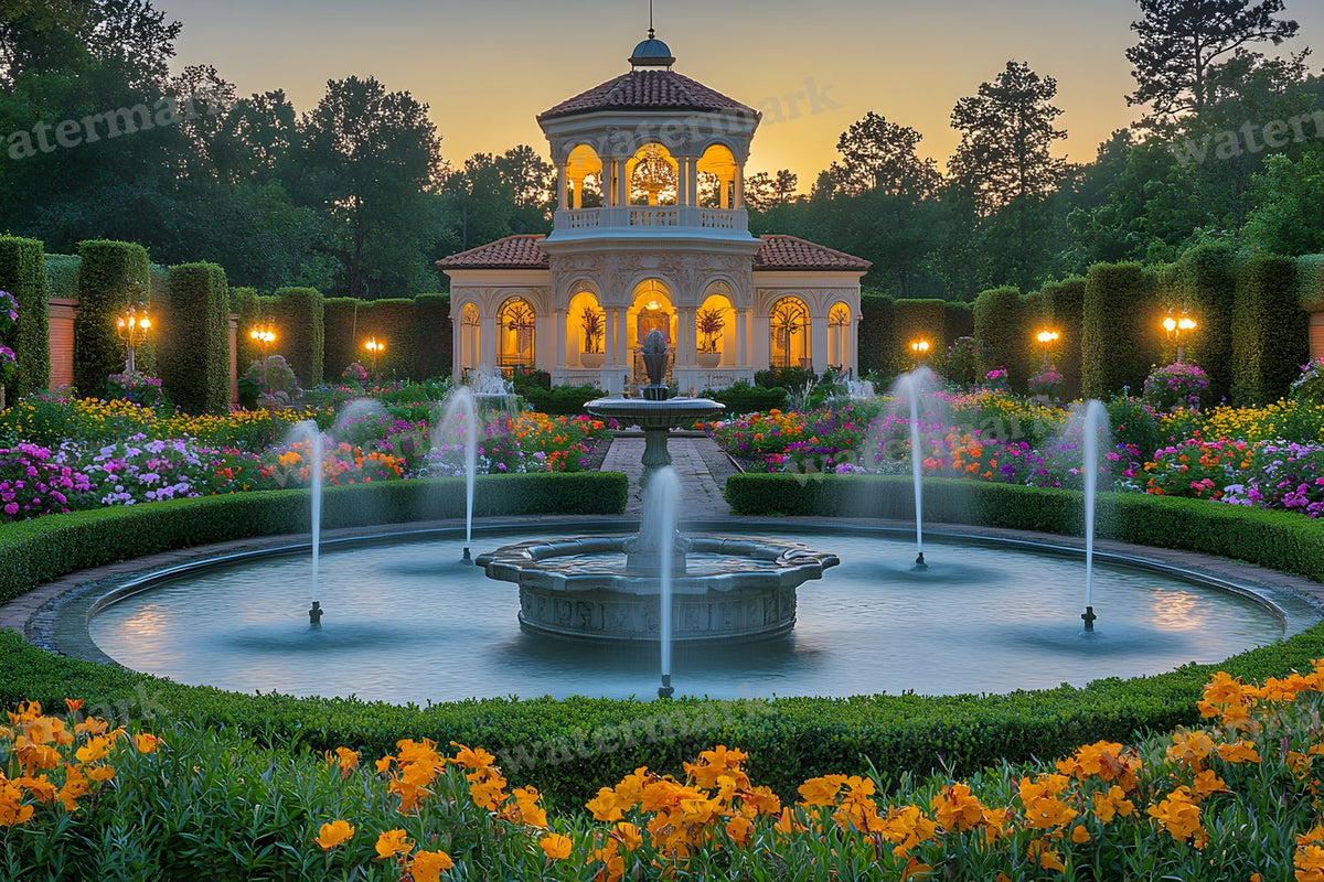 Baroque Fountain Garden digital photo backdrop for photo editing, preview 9