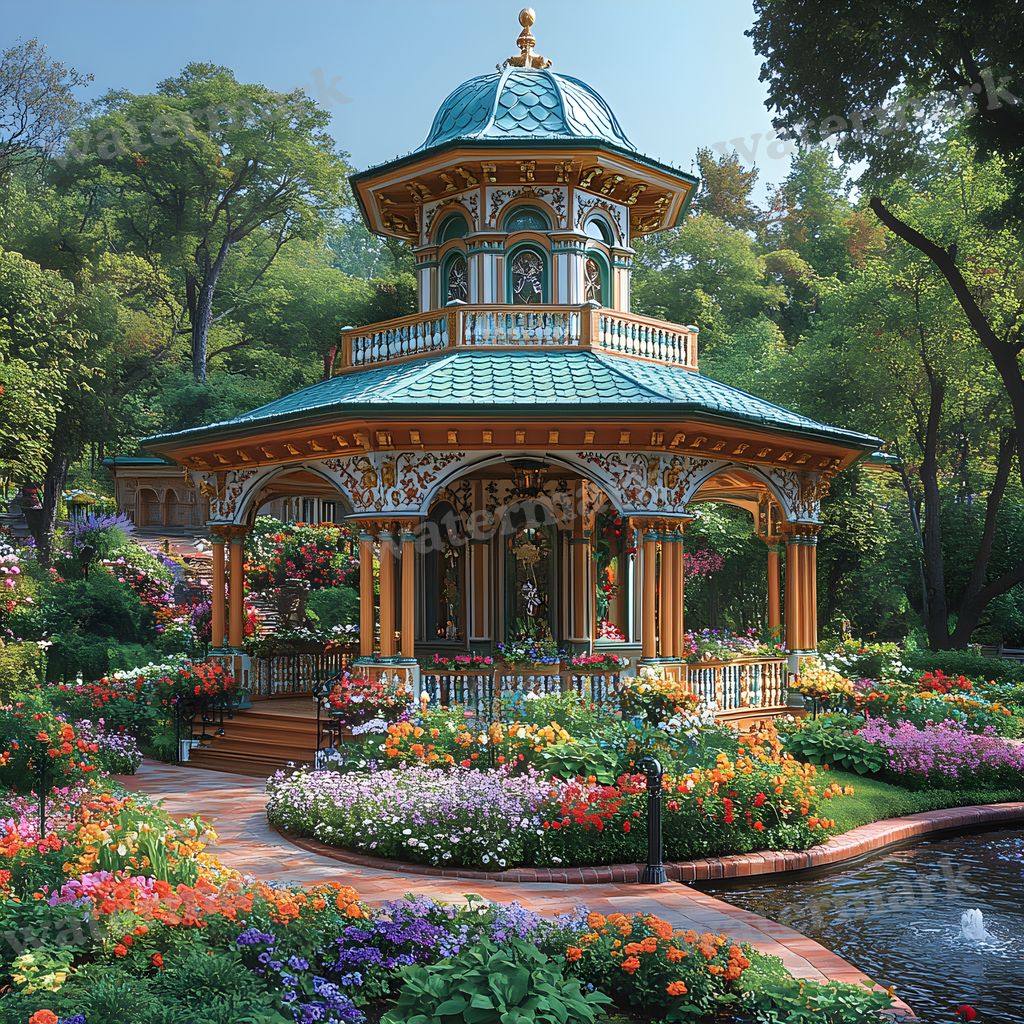 Baroque Garden digital photo backdrop for photo editing, preview 9
