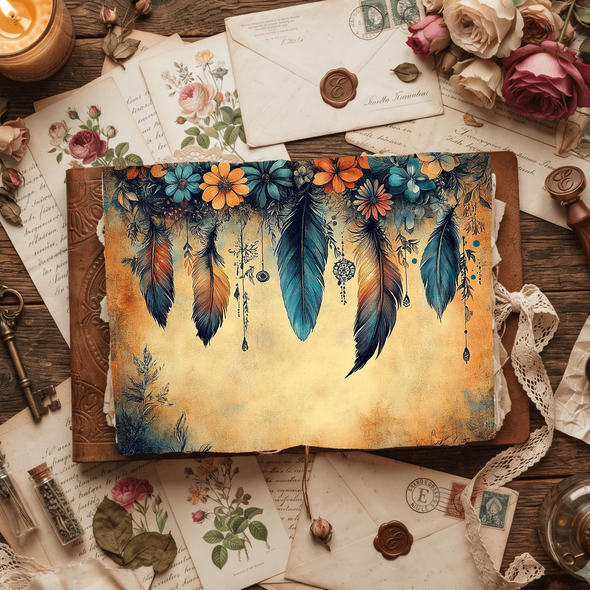 Dreamy Aged Vintage Printable Paper