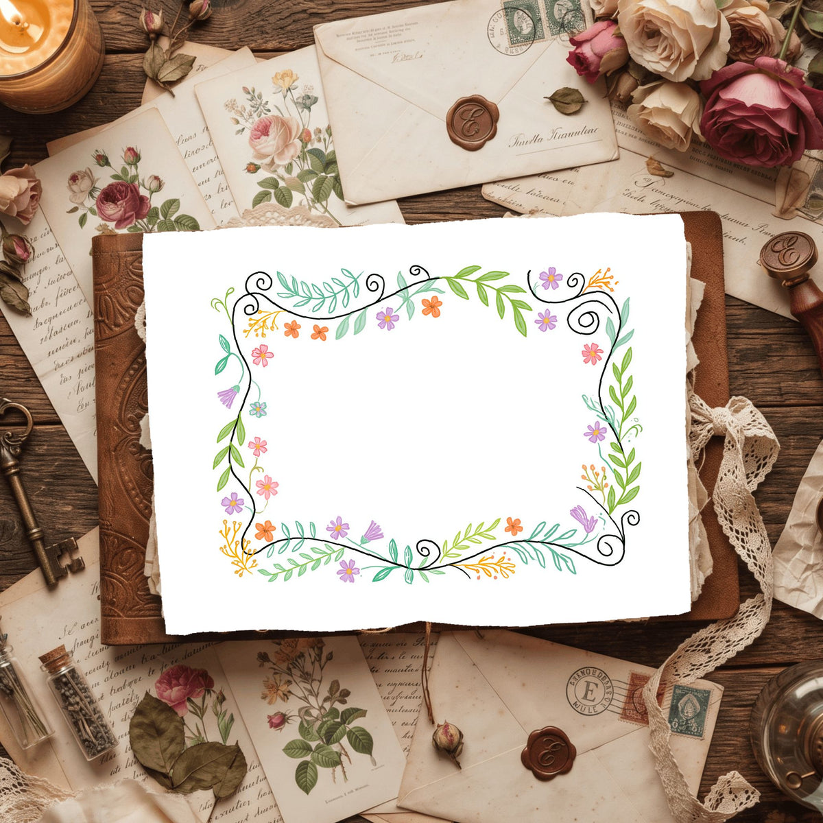 Folk Art Watercolor Floral Pattern