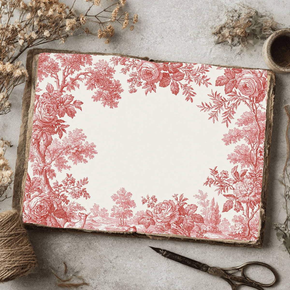 French Toile De Jouy Note Card Border