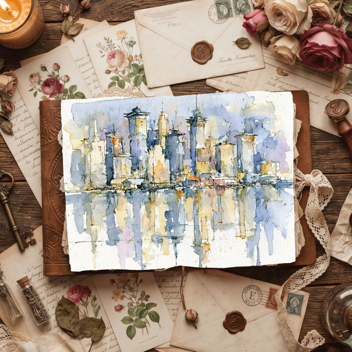 Minimalist Japanese New York Watercolor