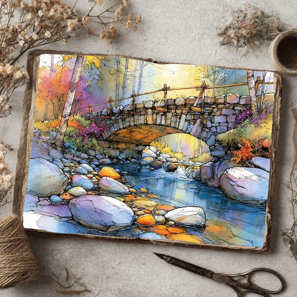 Peaceful Woodland Brook Watercolor