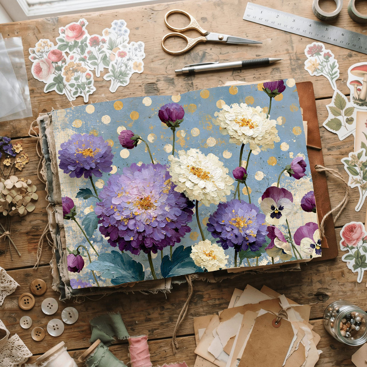 Purple Shabby Chic Journal Paper