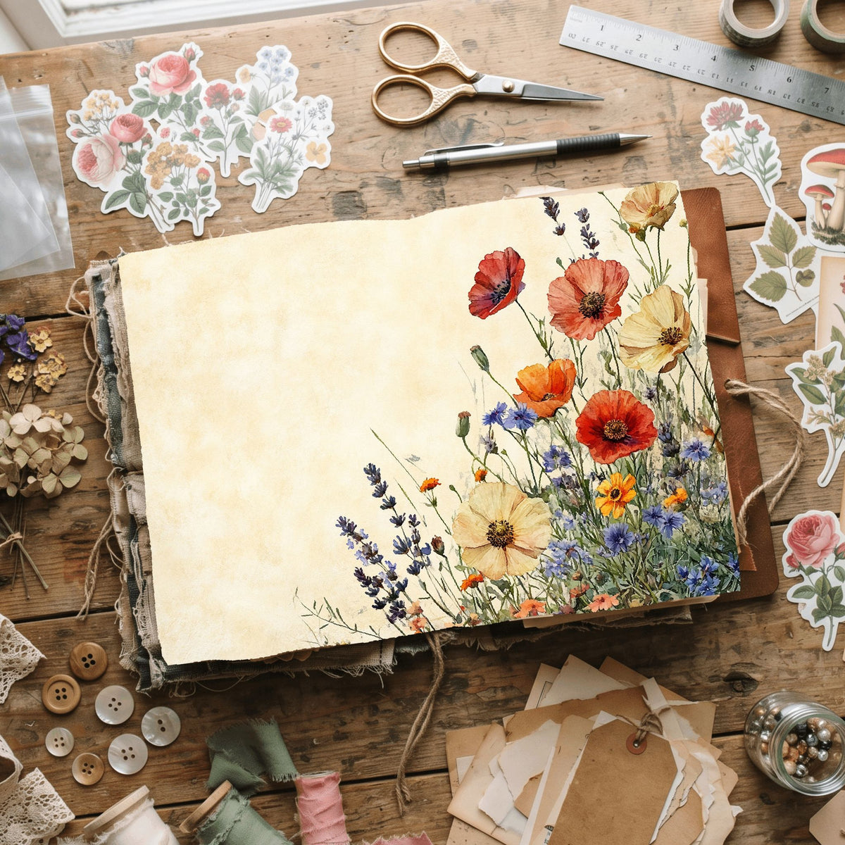 Purple Wildflower Corner Stationery