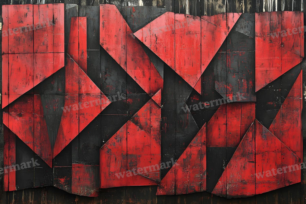 Red Black Geometric digital photo backdrop for photo editing, preview 9