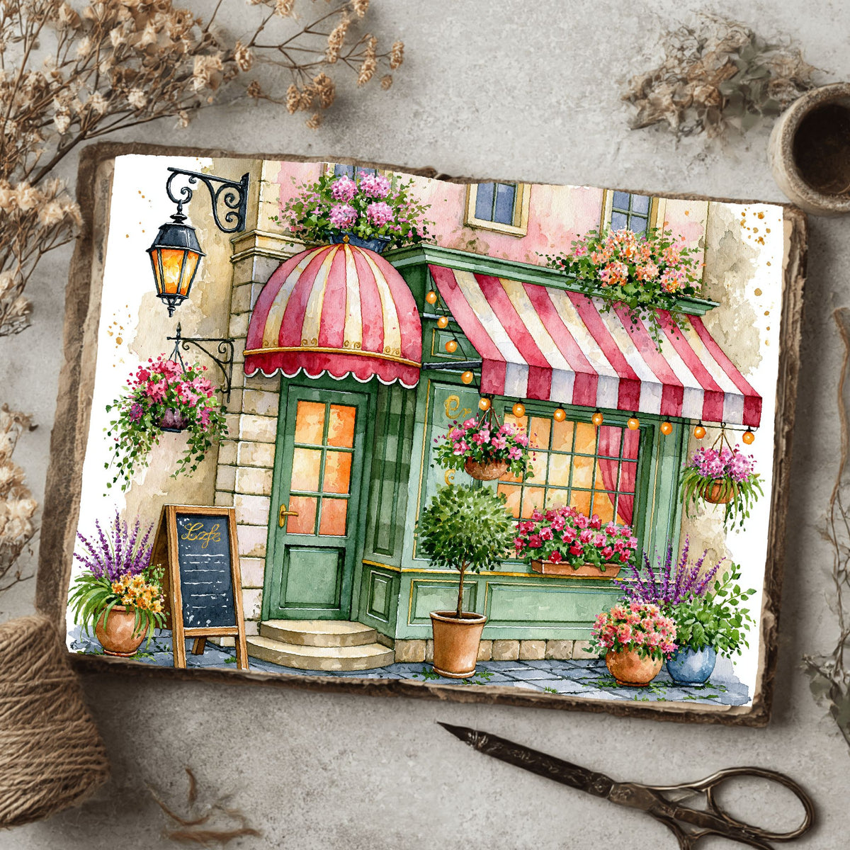 Romantic Parisian Cafe�� Watercolor
