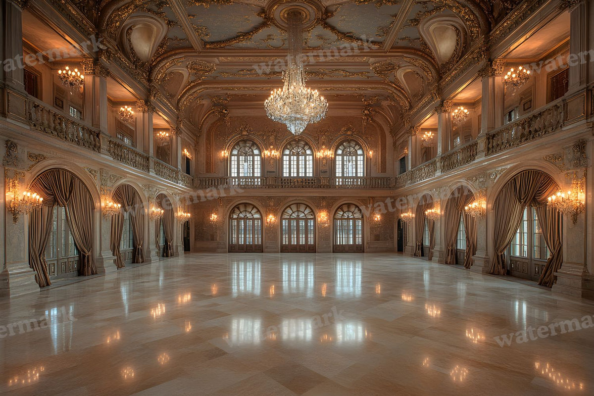 Royal Ornate Ballroom digital photo backdrop for photo editing, preview 9
