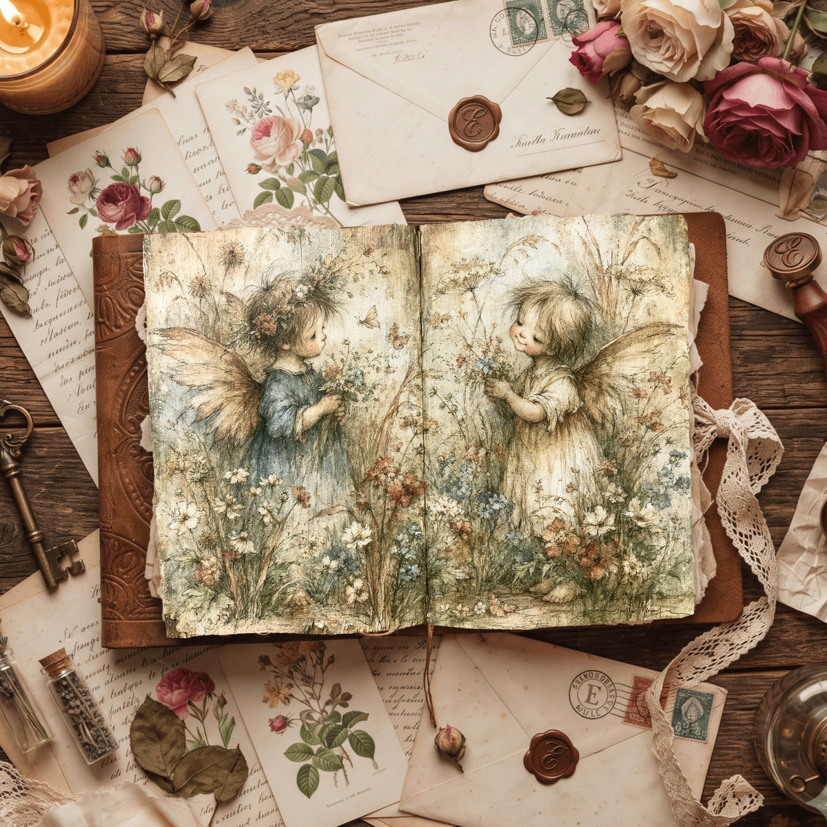 Rustic Angels & Wildflowers Journal Paper