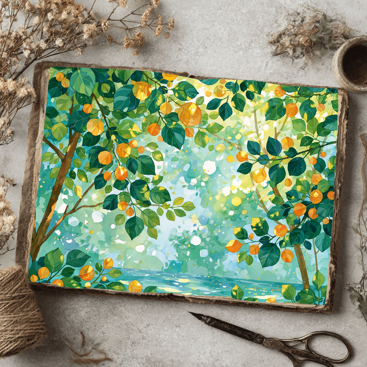 Sunlit Leaves Watercolor Texture