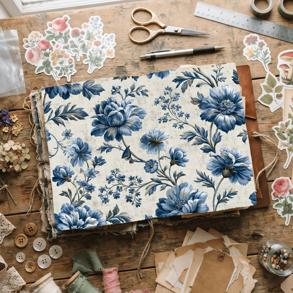 Vintage French Toile Floral Pattern