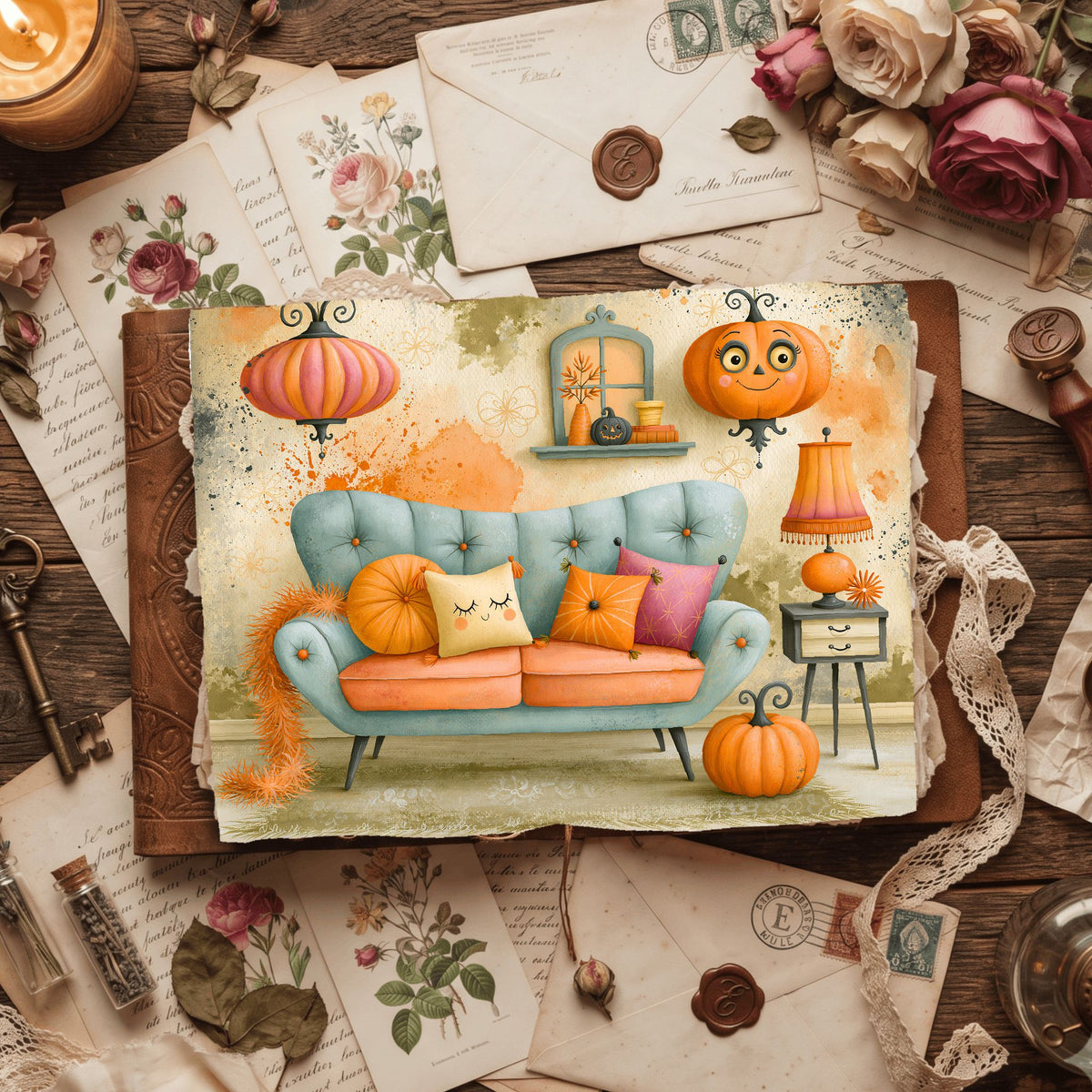 Vintage Halloween Ink & Gouache Art