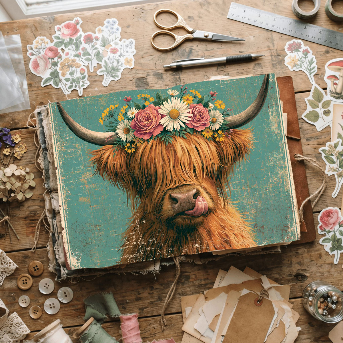 Vintage Highland Cow Tin Sign