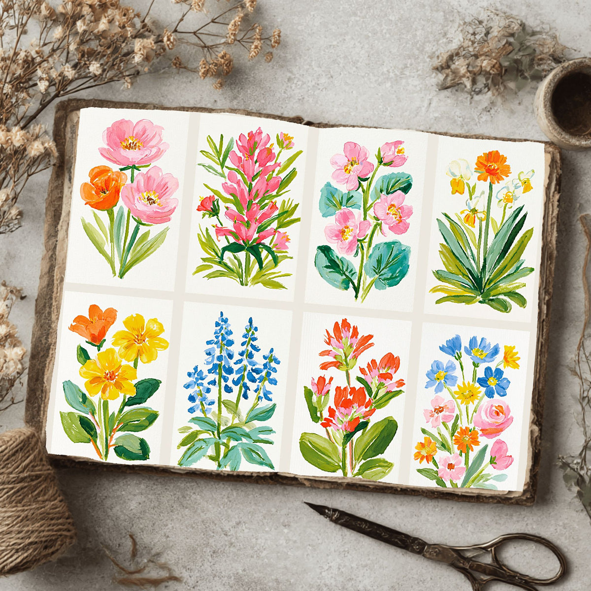Watercolor Wildflower Botanical Illustration Set