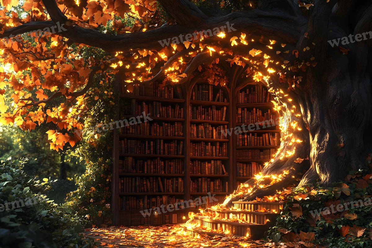 Whisper Library Forest digital photo backdrop for photo editing, preview 9
