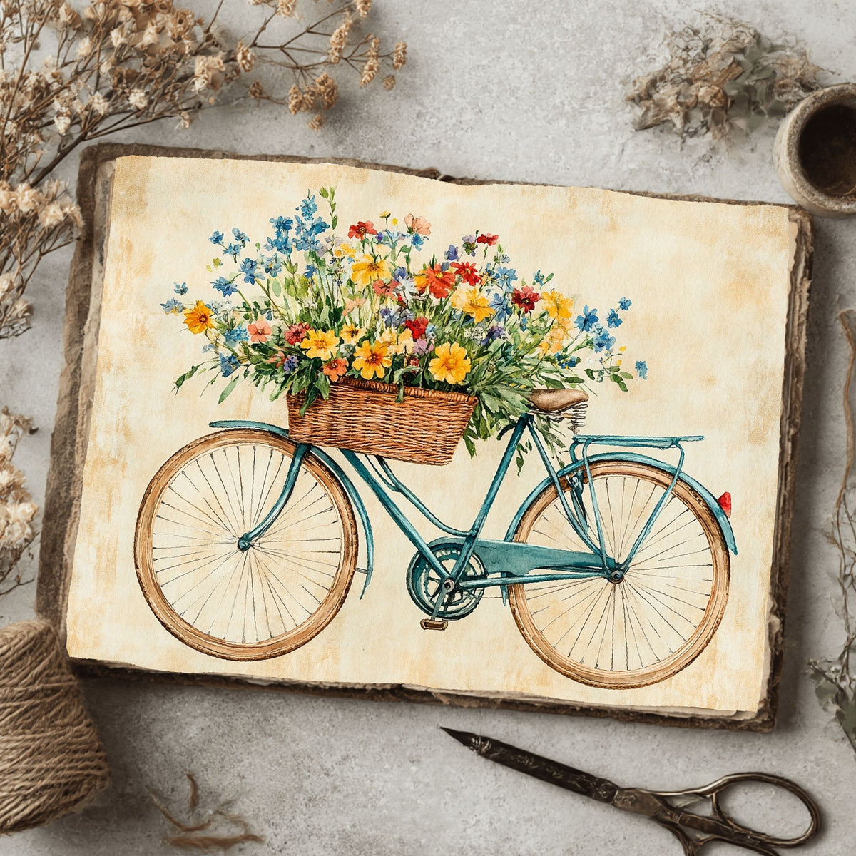 Wildflower Bicycle Basket Paper