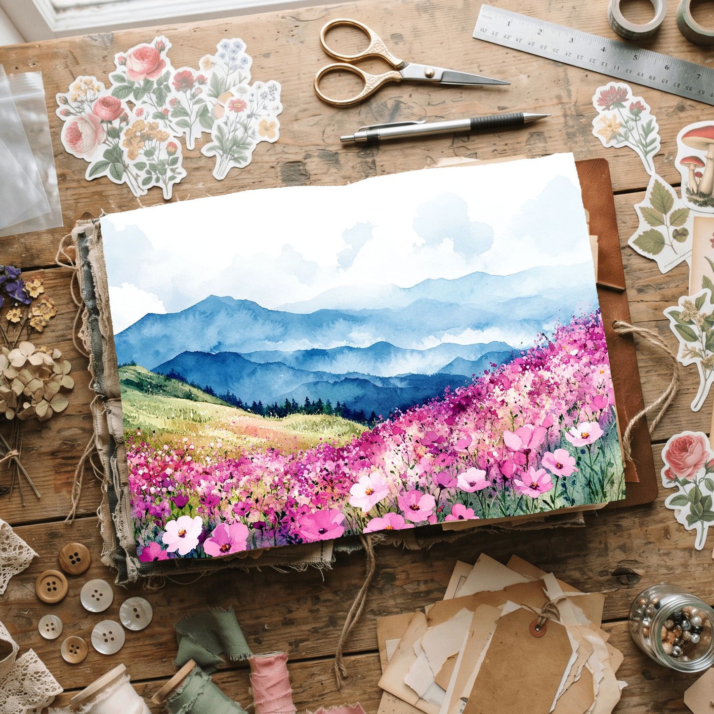 Wildflower Hillside Writing Paper