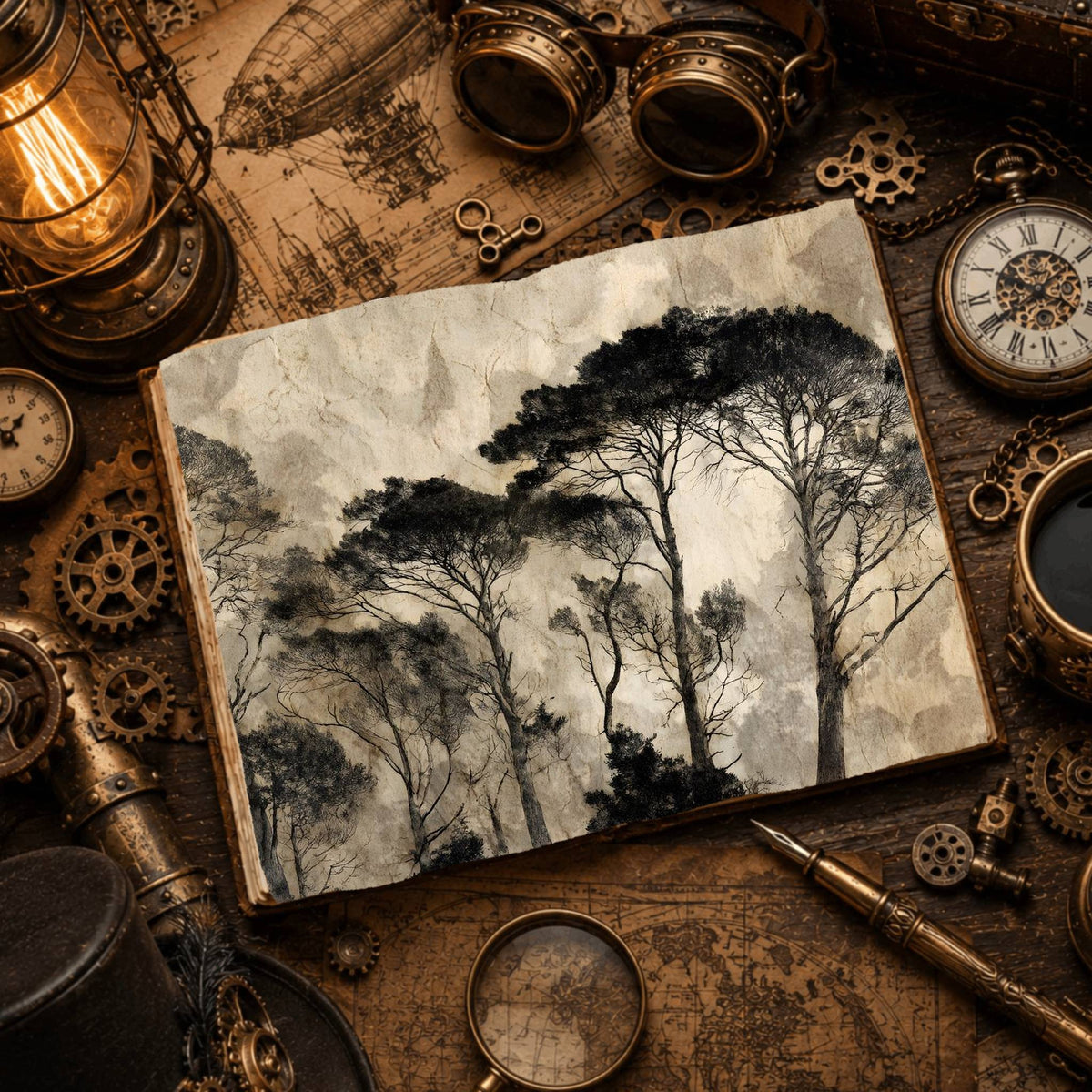 Ancient Forest Tall Trees Digital Papers
