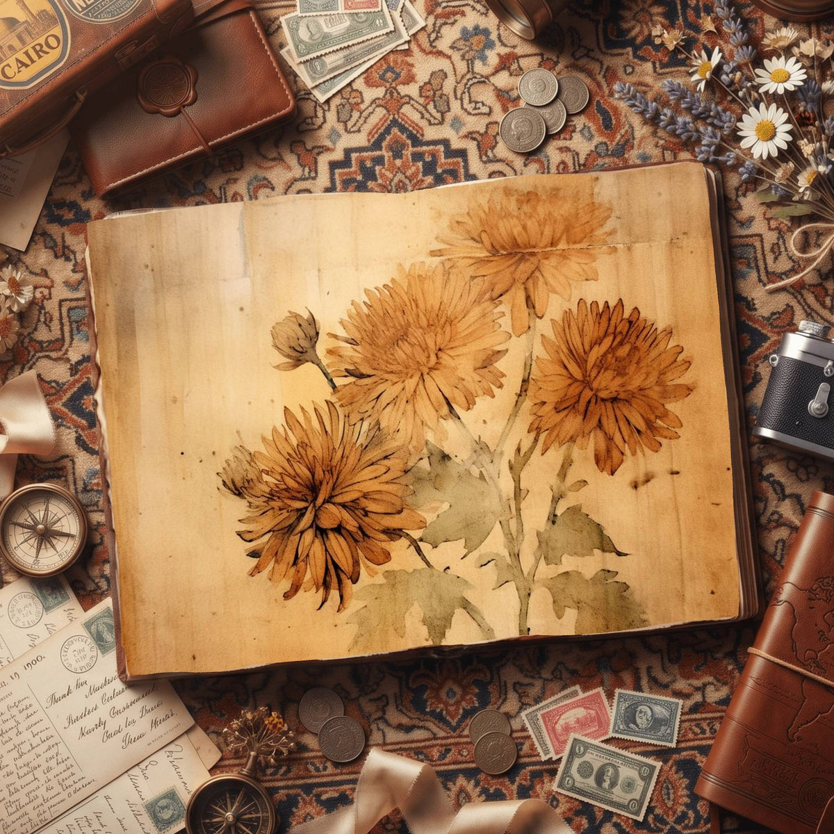 Autumn Chrysanthemums Digital Papers