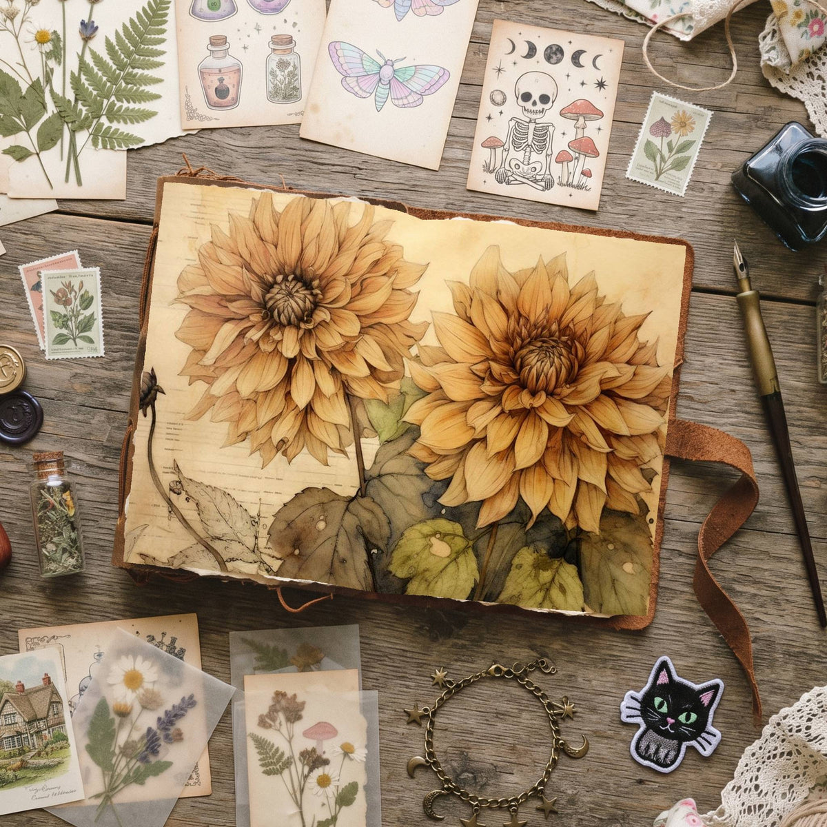 Autumn Dahlias Digital Papers